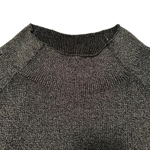 The Fisher Project Mock Neck Marled Knit Crop Sweater Gray Black - Size Medium - Picture 3 of 8